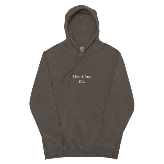 Minimalist "Thank You" Pigment - Dyed Hoodie